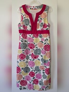 Boden Women's Notch Neck Sleeveless Shift Dress in Ruby Peony Party Work Size 6L